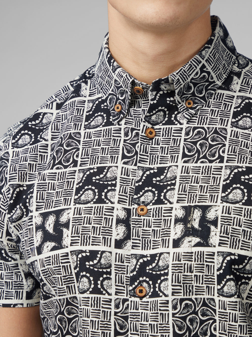 Chemises Ben Sherman Signature Checkerboard Paisley Print Noir | UIJ-70215179